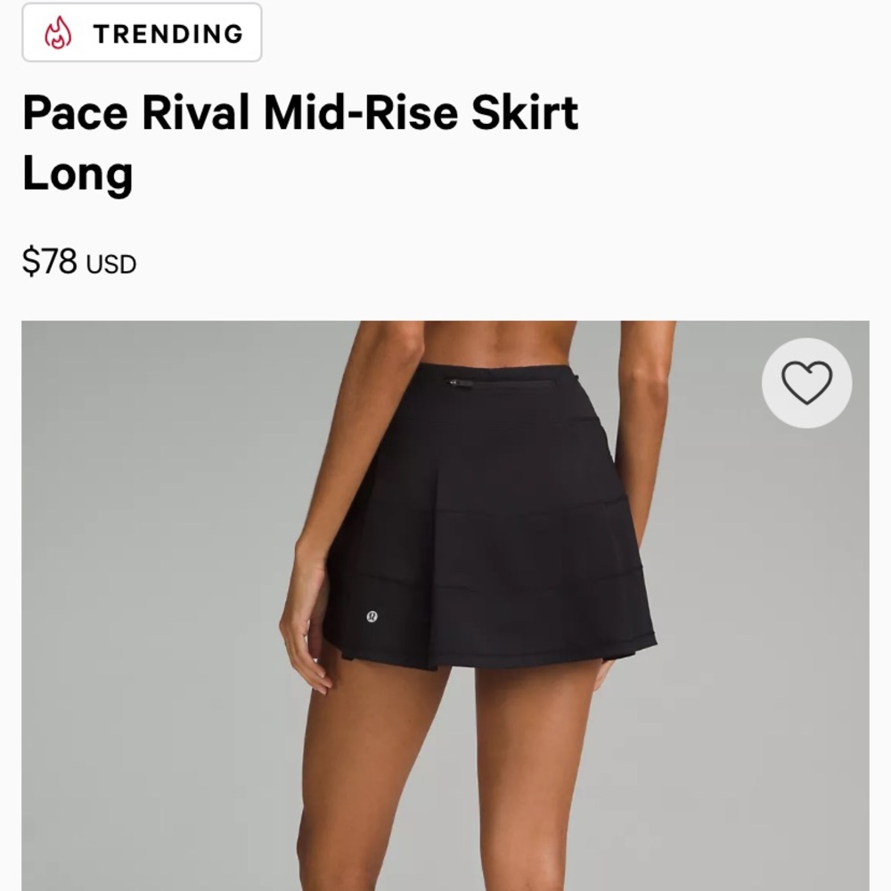lululemon athletica Pace Rival Mid-Rise Skirt in Black